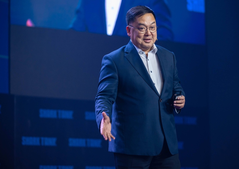 Hoang Nam Tien, vice president of FPT University, speaks at the Shark Tank Forum 2025 in Ho Chi Minh City on January 15, 2025. Photo courtesy of the forum.