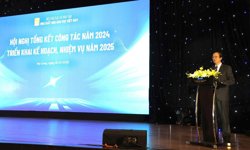 Deputy Minister of Education and Training Pham Ngoc Thuong speaks at a conference to review the Vietnam Education Publishing House’s 2024 performance and set goals for 2025 in Quang Ninh province, northern Vietnam, January 16, 2025. Photo courtesy of the publishing house.