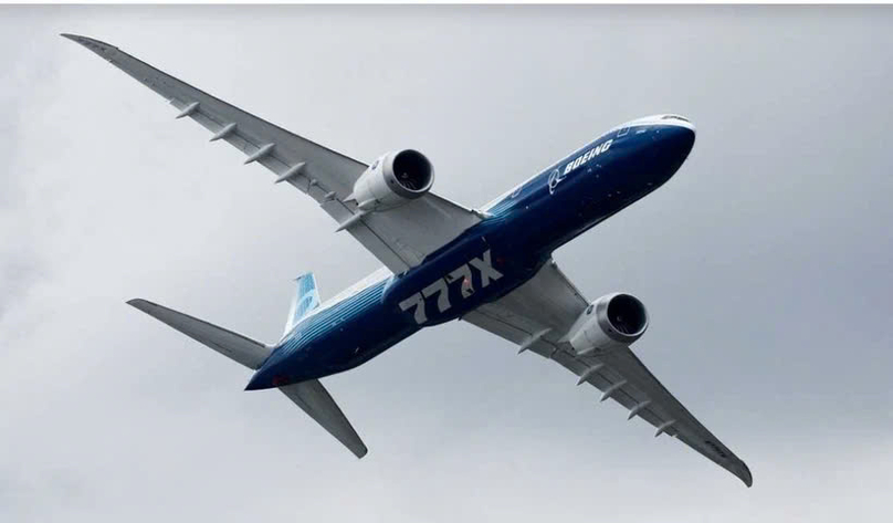 A Boeing 777-9, a variant of the 777X, performs a flying display at the 54th International Paris Airshow at Le Bourget Airport near Paris, France, June 20, 2023. Photo courtesy of bernama.com.