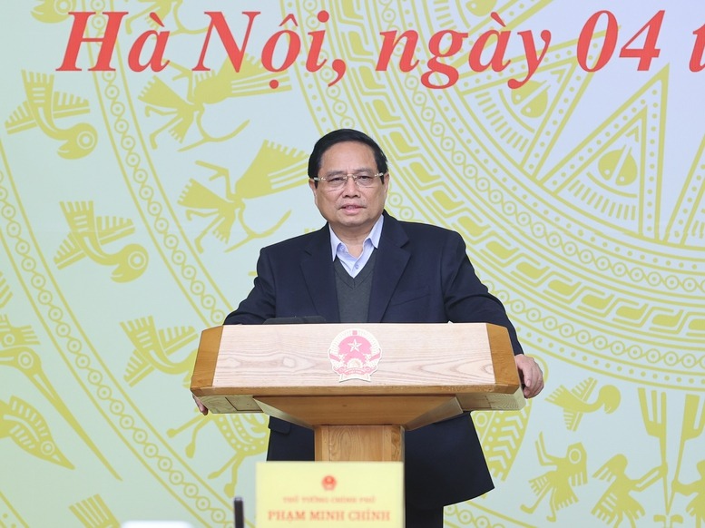 PM Pham Minh Chinh, head of the Steering Committee for Nuclear Power Plant Construction, speaks at the committee's meeting on February 4, 2024. Photo courtesy of the government's news portal.