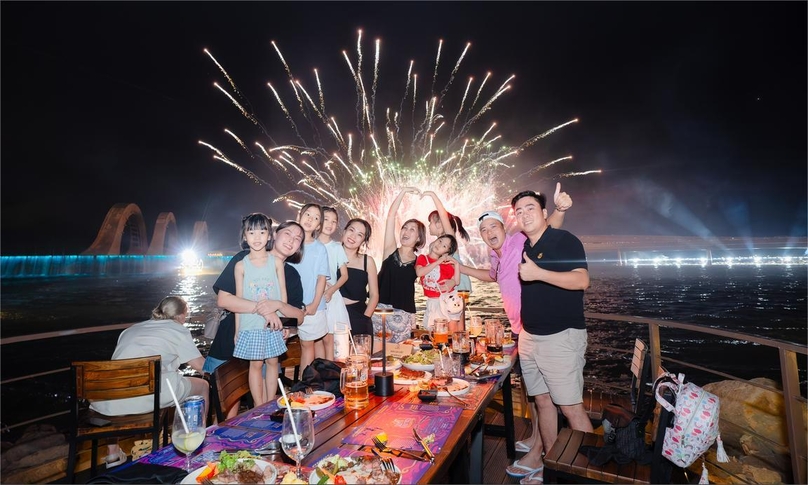 Guests watched in awe as fireworks lit up the night sky from the Sun Bavaria GastroPub restaurant.