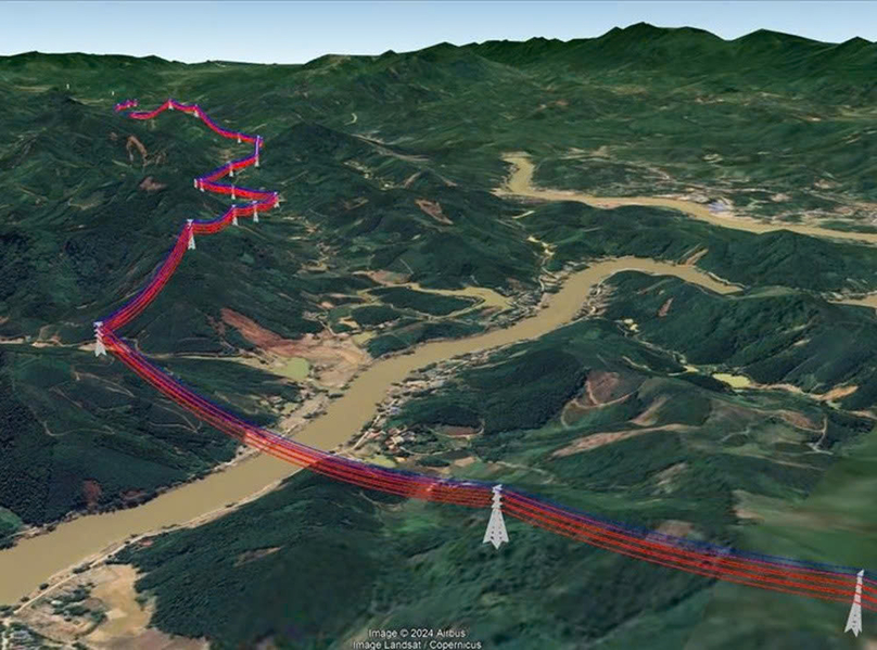 The 500 kV Lao Cai-Vinh Yen transmission line is expected to become operational in early 2026, bringing electricity from China to Vietnam. Photo courtesy of Vietnam Energy Online.