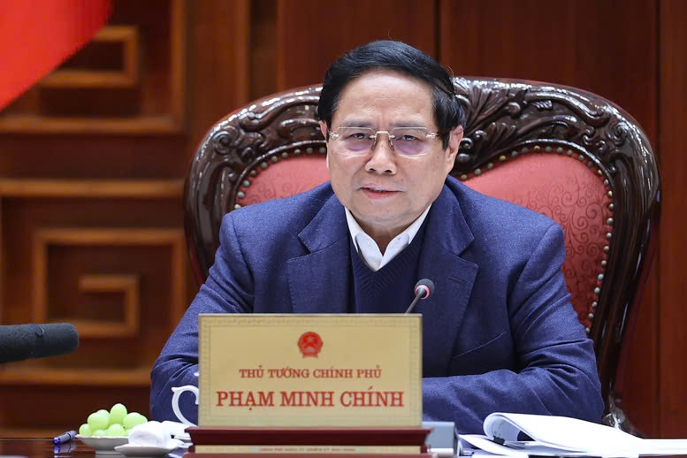 Prime Minister Pham Minh Chinh speaks at a meeting on February 23, 2025. Photo courtesy of the government's news portal.