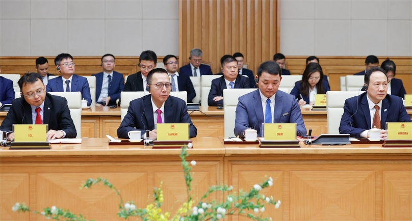 Chinese corporate leaders at the forum in Hanoi, February 28, 2025. Photo courtesy of the Vietnamese government's portal.