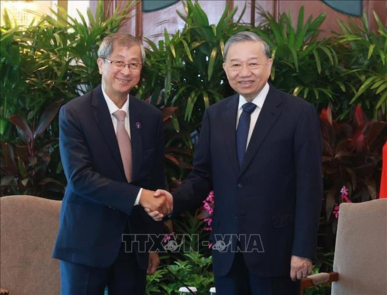 Vietnam's Party chief To Lam receives Lim Boon Heng, chairman of Temasek in Singapore, March 11, 2025. Photo courtesy of the Vietnamese government's news portal.