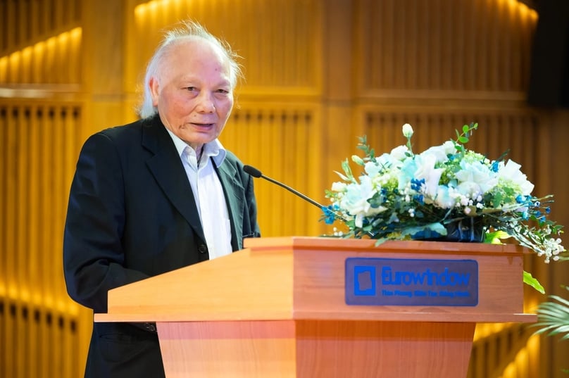  Professor Nguyen Mai, chairman of the VAFIE, speaks at a workshop in Hanoi on March 19, 2025. Photo by The Investor.