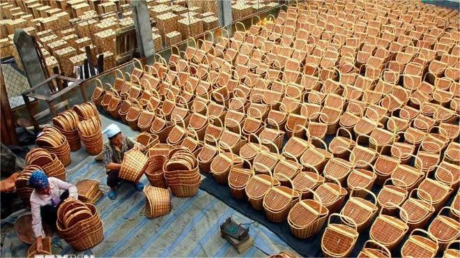 Bamboo and rattan products for export in Phu Xuyen district, Hanoi. Photo courtesy of Vietnam News Agency.