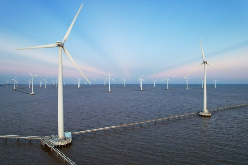 A sea-based wind power project in Bac Lieu province, Mekong Delta, southern Vietnam. Photo courtesy of Markettimes magazine.