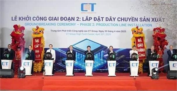 The groundbreaking ceremony for the second phase of construction on Vietnam’s first locally owned semiconductor chip factory. Photo courtesy of CT Semiconductor.