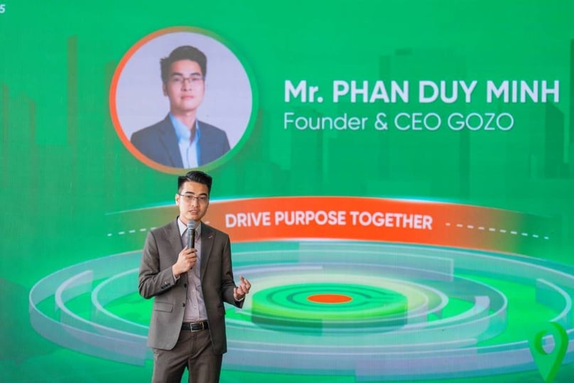 Phan Duy Minh, founder and CEO of Gozo Express, speaks at an event in Ho Chi Minh City, May 16, 2025. Photo courtesy of the company.