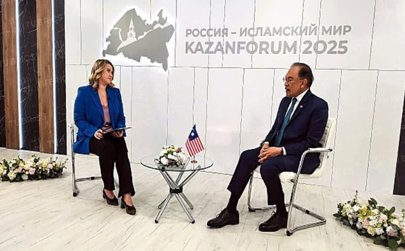 Malaysian Prime Minister Anwar Ibrahim speaks to TV BRICS. Photo courtesy of TV BRICS.