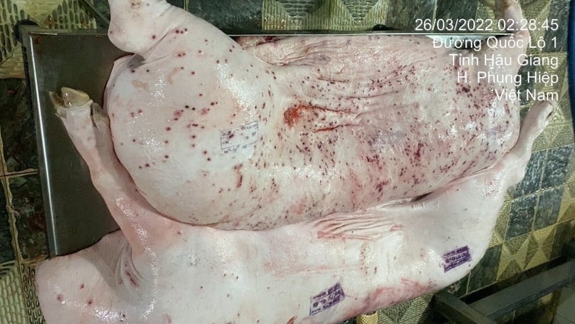 Images of the “diseased” pork linked to the case are circulating on social media. Photo courtesy of Jonny Lieu.