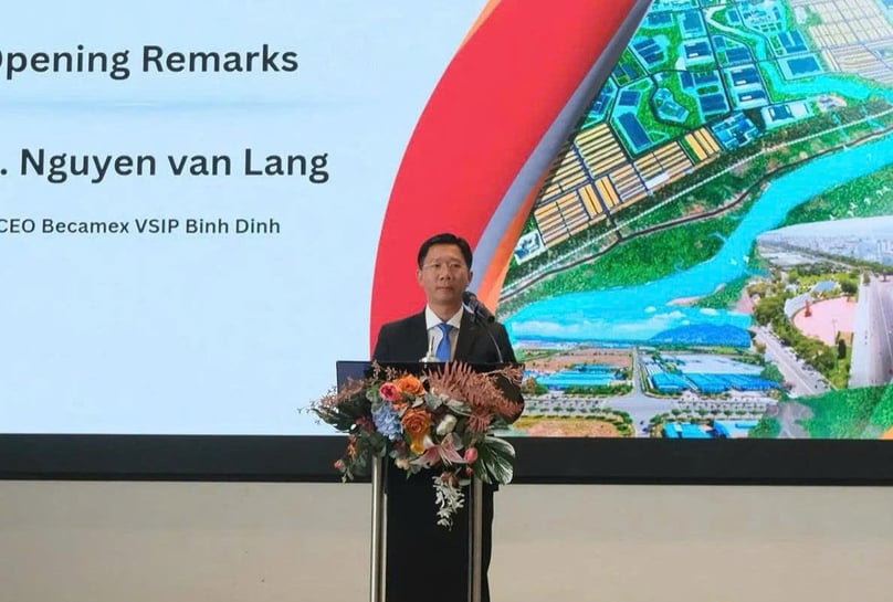 CEO of Becamex Binh Dinh JSC Nguyen Van Lang speaks at an investment promotion confernece in Thailand on May 28, 2025. Photo courtesy of the company.