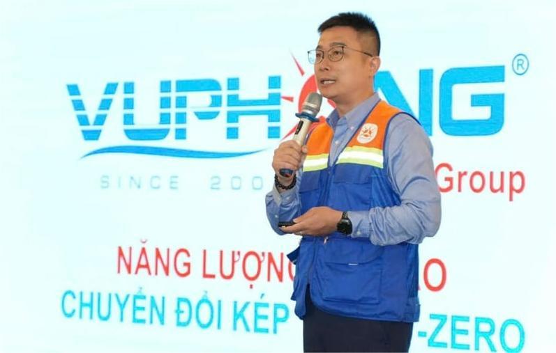 Pham Dang An, CEO of Vu Phong Energy Group, speaks at the workshop titled 'Green solutions for businesses in the era of climate change - opportunities and actions' in Ho Chi Minh City, June 14, 2025. Photo courtesy of the company.