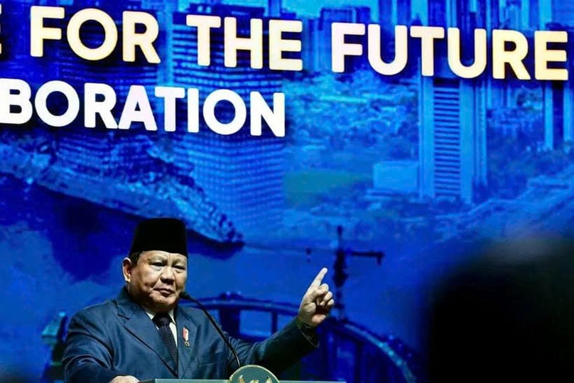 Indonesian President Prabowo Subianto speaks at the 2025 International Conference on Infrastructure (ICI) held at Jakarta Convention Center (JCC) in Jakarta on June 12, 2025. Photo courtesy of Antara.