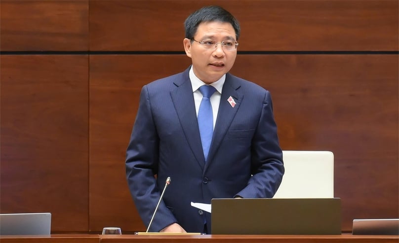Minister of Finance Nguyen Van Thang speaks at the National Assembly's Q&A session on June 19, 2025. Photo courtesy of the parliament's news portal.