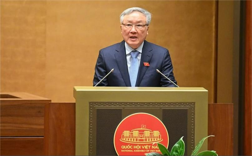 Vietnam's Permanent Deputy Prime Minister Nguyen Hoa Binh speaks at a parliamentary session on June 20, 2025. Photo courtesy of the Vietnamese legislature's news portal.