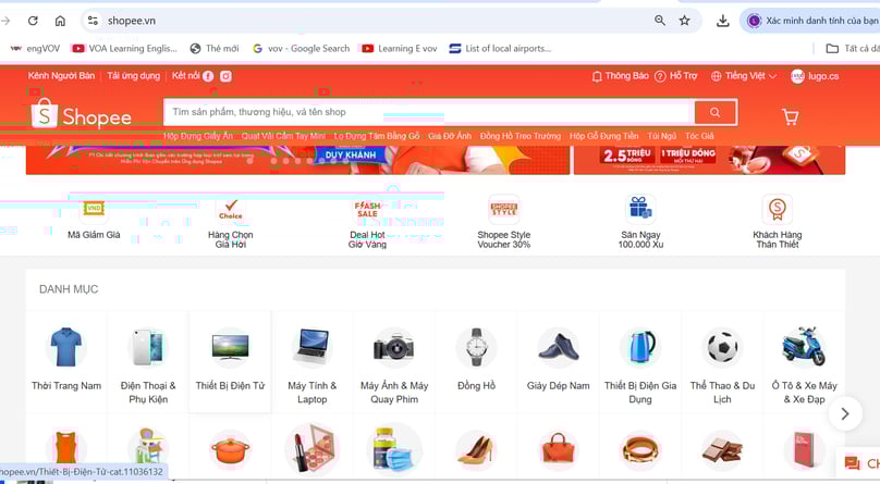 Shopee interface.