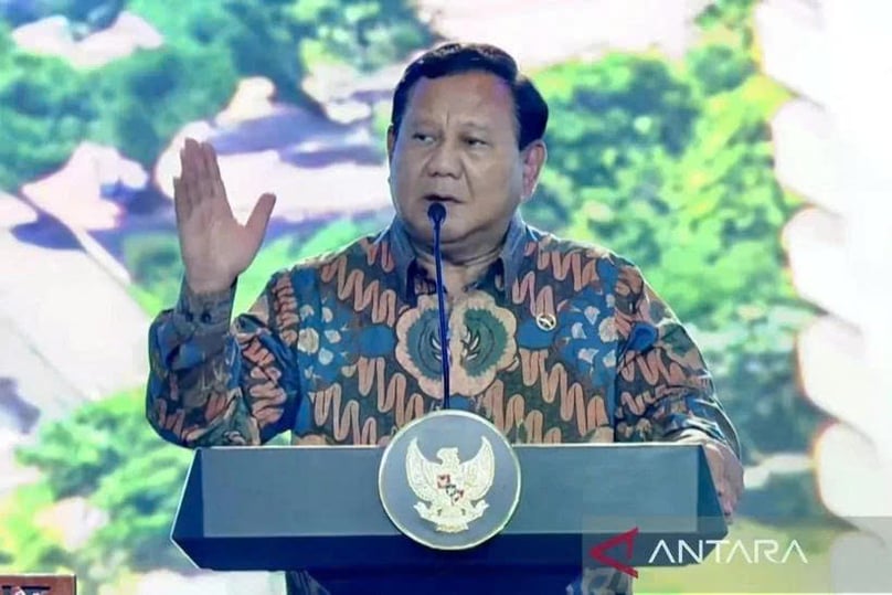 Indonesian President Prabowo Subianto speaks at the inauguration of the Sanur Health Special Economic Zone (SEZ) and Bali International Hospital (BIH) in Denpasar, Bali, June 25, 2025. Photo courtesy of ANTARA.