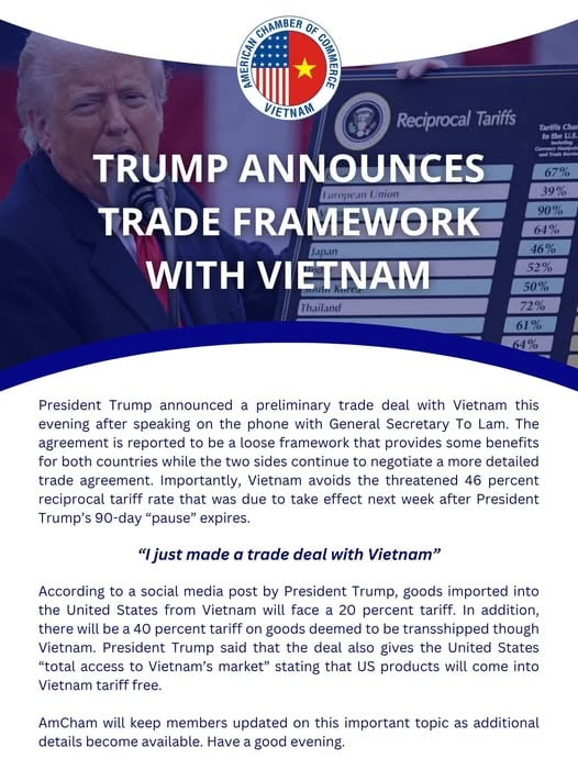 News alert on AmCham Hanoi's website.