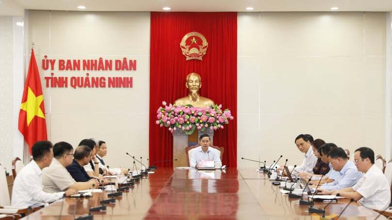 At a meeting between representatives of THDV Green Development Investment Consulting JSC and leaders of Quang Ninh province, northern Vietnam, July 8, 2025. Photo courtesy of Quang Ninh newspaper.