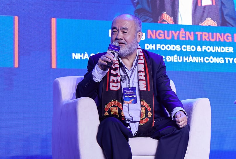 Nguyen Trung Dung, founder and CEO of Dh Foods JSC, speaks at an e-commerce conference in Ho Chi Minh City on July 25, 2025. Photo courtesy of Dh Foods.