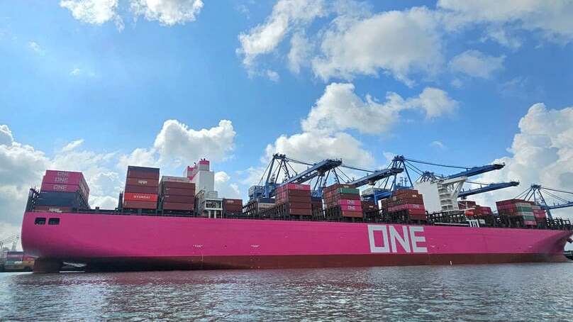 A container vessel seen at the Cai Mep-Thi Vai deep-water port cluster in Ho Chi Minh City, southern Vietnam. Photo courtesy of Thanh Nien (Young People) newspaper.