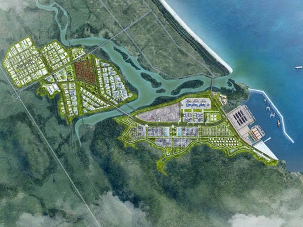 An illustration of Hoa Tam Industrial Zone and Bai Goc Port in Dak Lak province, central Vietnam. Photo courtesy of the provincial news portal.
