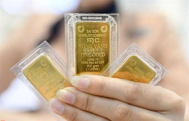 SJC gold bars are trading at a record high. Photo courtesy of VNA.