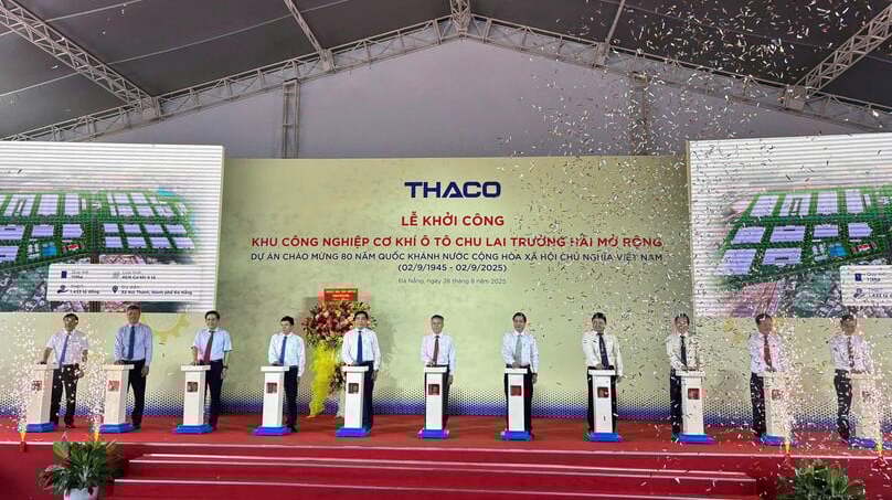 At the groundbreaking ceremony of the expanded Chu Lai-Truong Hai Auto-Mechanical Industrial Park project in Danang city, central Vietnam on August 28, 2025. Photo courtesy of Thaco.