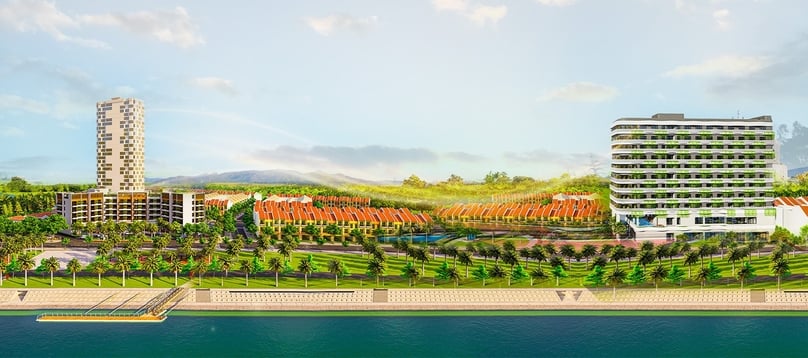 An illustration of the Nam Hoi An Fivitel Hotel and Fivires Resort project.