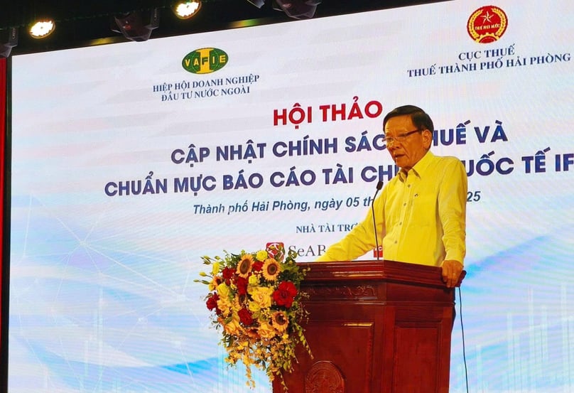 Dr. Nguyen Anh Tuan, chairman of the VAFIE, speaks at the seminar in Hai Phong city, northern Vietnam, September 5, 2025. Photo by The Investor.