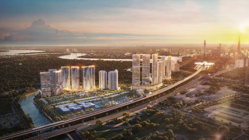 Perspective view of the Palm City, a new architectural icon in the East of Ho Chi Minh City.