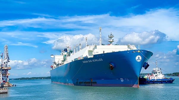 The vessel Maran Gas Achilles delivered an LNG shipment from supplier Shell Eastern LNG for the commissioning of PV Gas's Thi Vai LNG Terminal in July 2023. Photo courtesy of PV Gas.
