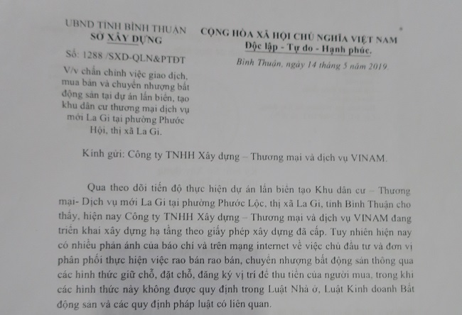 Vì sao 9 dự án bất động sản ở Bình Thuận bị yêu cầu dừng giao dịch