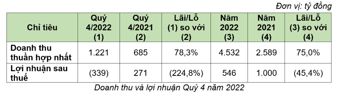 Bamboo Capital: doanh thu năm 2022 đạt hơn 4.531 tỷ, lợi nhuận sau thuế hơn 546 tỷ