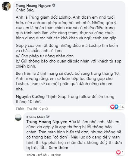 CEO Loship trực tiếp chăm sóc tài xế trên mạng xã hội 1