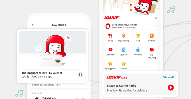 Loship tích hợp Radio vào ứng dụng giao đồ ăn