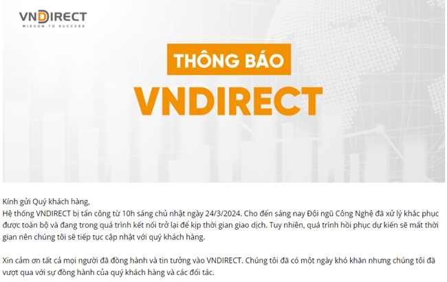 Hacker tấn công hệ thống giao dịch của VNDirect