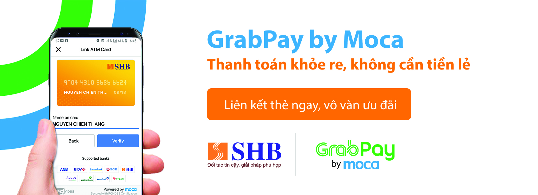 Ví điện tử GrabPay by Moca đã được kết nối với chủ thẻ SHB