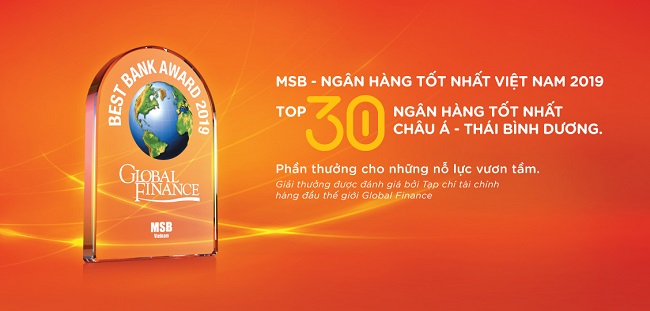 MSB lọt Top 30 ngân hàng tốt nhất khu vực châu Á Thái Bình Dương năm 2019
