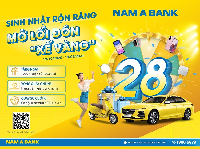 Rước 'xế vàng' cùng ngàn ưu đãi mừng sinh nhật Nam A Bank