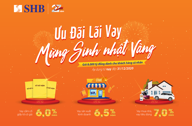 SHB tung gói vay 8.000 tỷ đồng với lãi suất ưu đãi mừng sinh nhật 27 tuổi