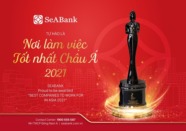 SeABank nhận giải 'Nơi làm việc tốt nhất châu Á 2021'