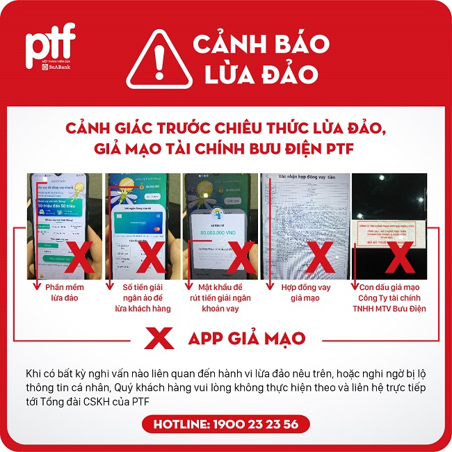 Cảnh báo hình thức lừa đảo, mạo danh Công ty tài chính Bưu điện PTF