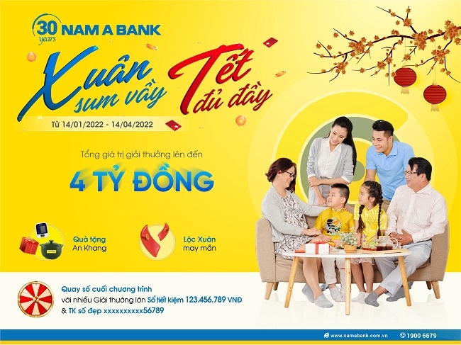 Cơ hội nhận lộc xuân lên đến 4 tỷ đồng khi giao dịch tại Nam A Bank