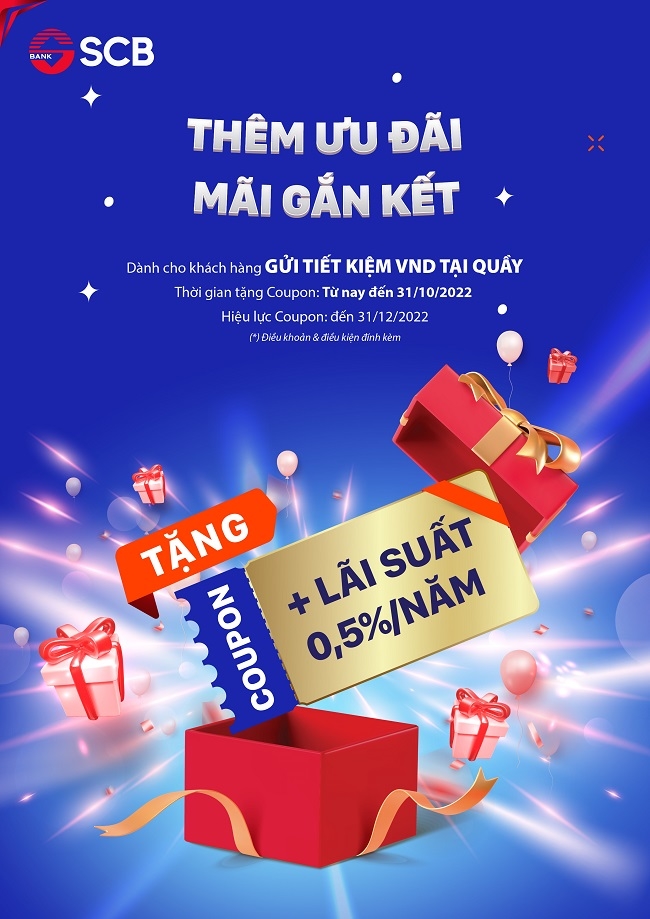 SCB tặng coupon lãi suất 0,5%/năm cho khách hàng gửi tiền