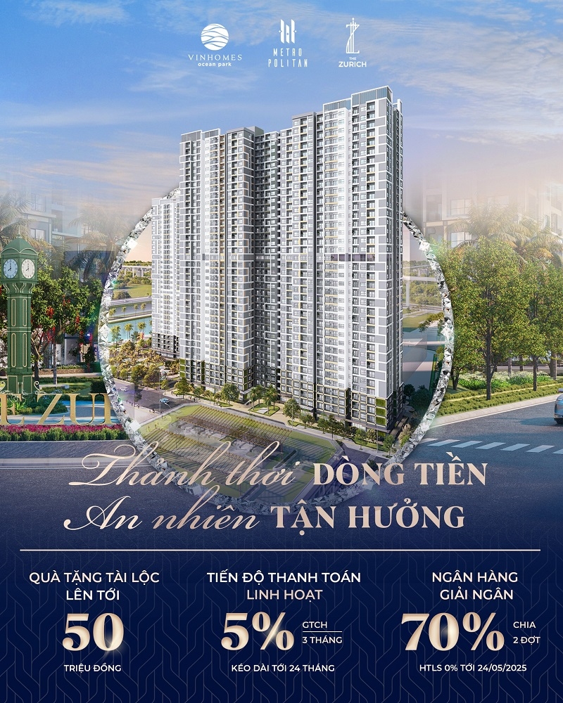Chính sách bán hàng tăng sức hấp dẫn cho căn hộ The Zurich tại 'Quận Ocean'