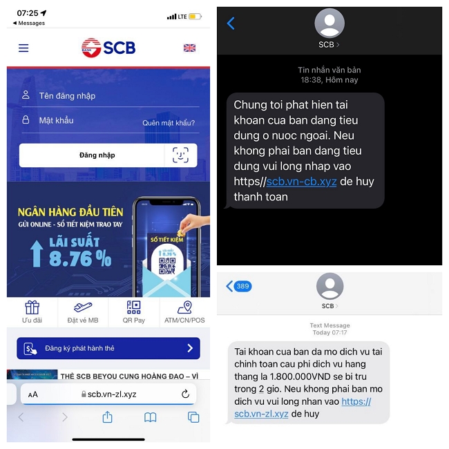 SCB cảnh báo lừa đảo qua tin nhắn giả mạo