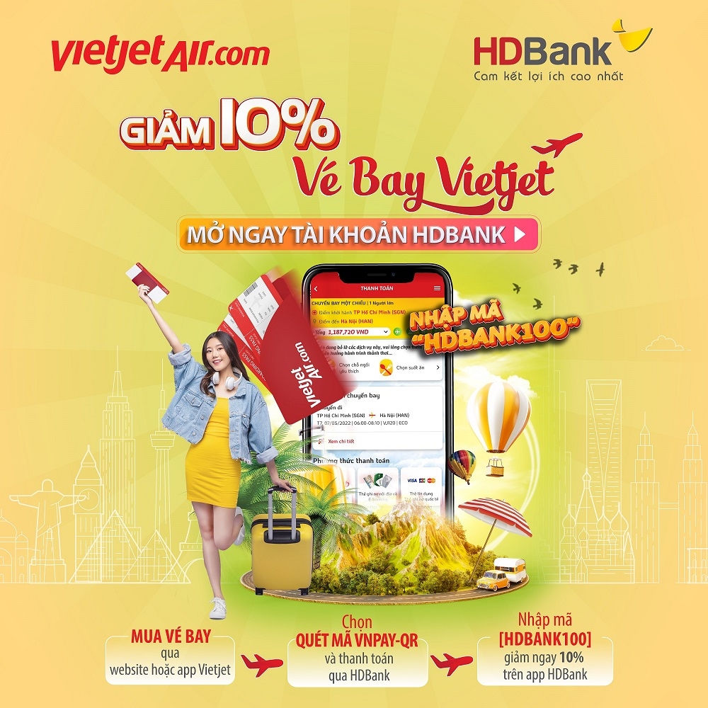 Cùng HDBank đặt vé máy bay giờ nào cũng rẻ